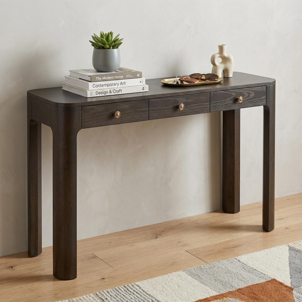 HomeRoots 52" Espresso Wood Console Table With Three Drawers - 52.00 in. x 30.00 in. x 15.00 in.
