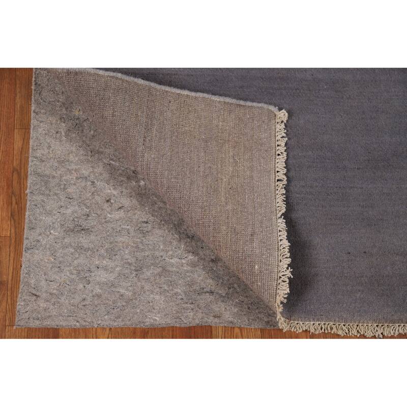 Gray Blue Modern Gabbeh Oriental Runner Rug Handmade Wool Carpet - 3'0"x 11'3"