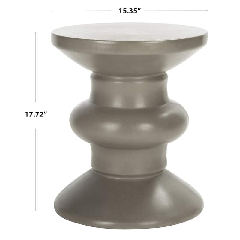SAFAVIEH Outdoor Sutapa Concrete Accent Stool - 15.35" W x 15.35" L x 17.72" H - 15Wx15Dx18H