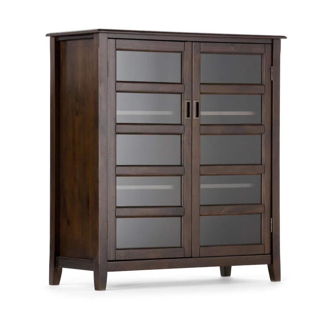 Storage Cabinet Wood 40" Wide - Transitional Design - Medium Brown Finish - Home Organization