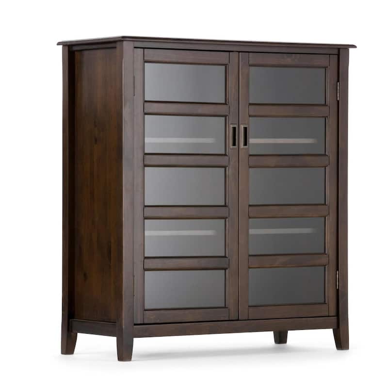 Storage Cabinet Wood 40" Wide - Transitional Design - Medium Brown Finish - Home Organization