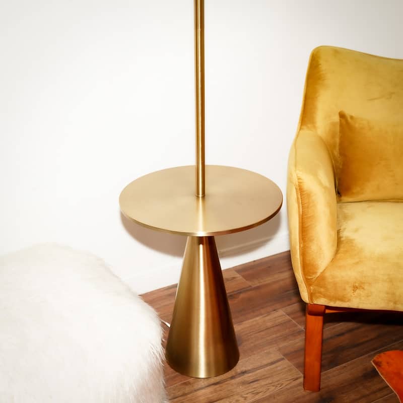 Stellar Beacon Brass Floor Lamp - White