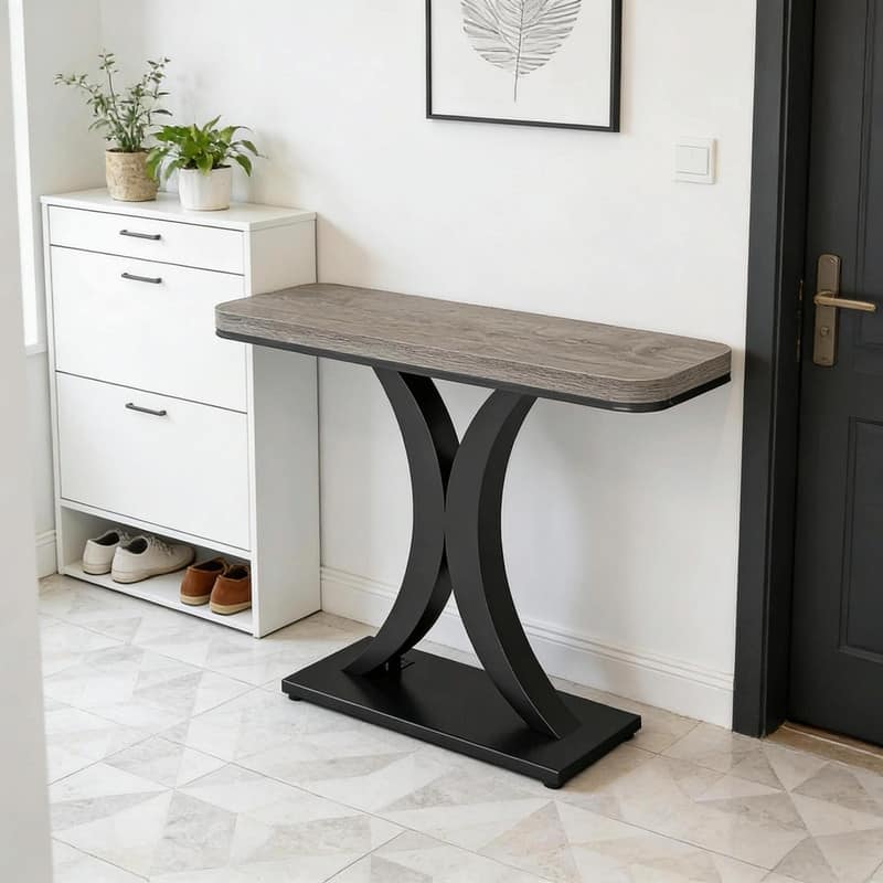 Compact Modern Industrial Console Table - Sturdy Entryway & Sofa Table