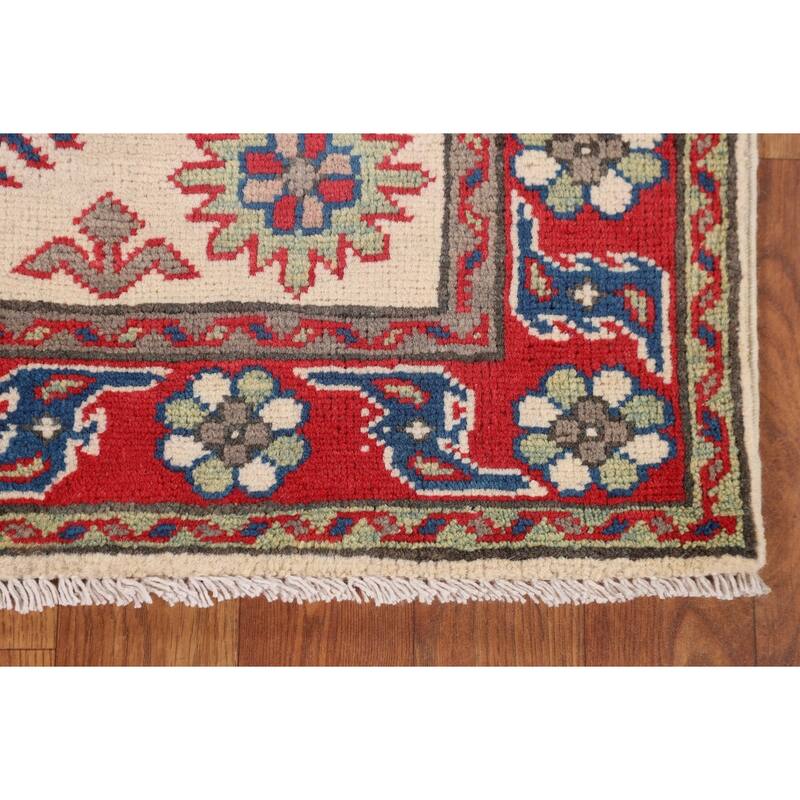 Traditional Red Kazak Foyer Rug Hand-Knotted Wool Carpet - 2'10" x 3'11"