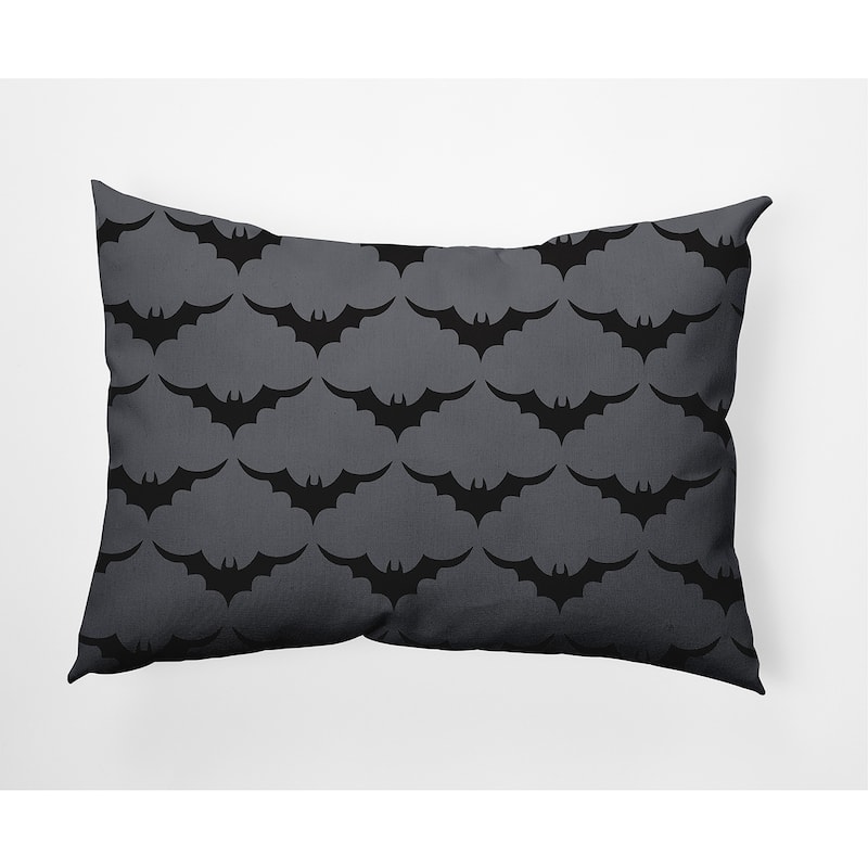 Bat Colony Halloween Indoor/Outdoor Throw Pillow - 14" x 20" - Steel Gray