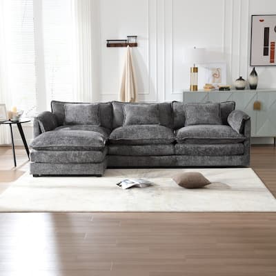 Chenille Fabric L-Shape Comfy Oversized three-seat Modular Sectional Sofa