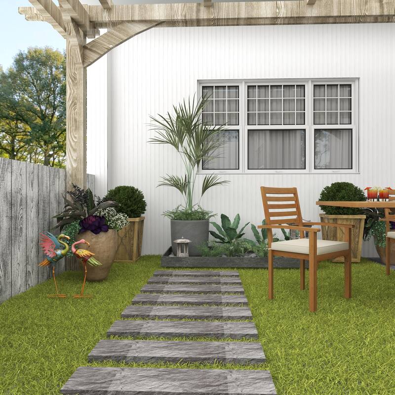 Multi Colored Metal Indoor Outdoor Embossed Standing Flamingo Decorative Garden Sculpture with Coiled U Shaped Feet (Set of 2)