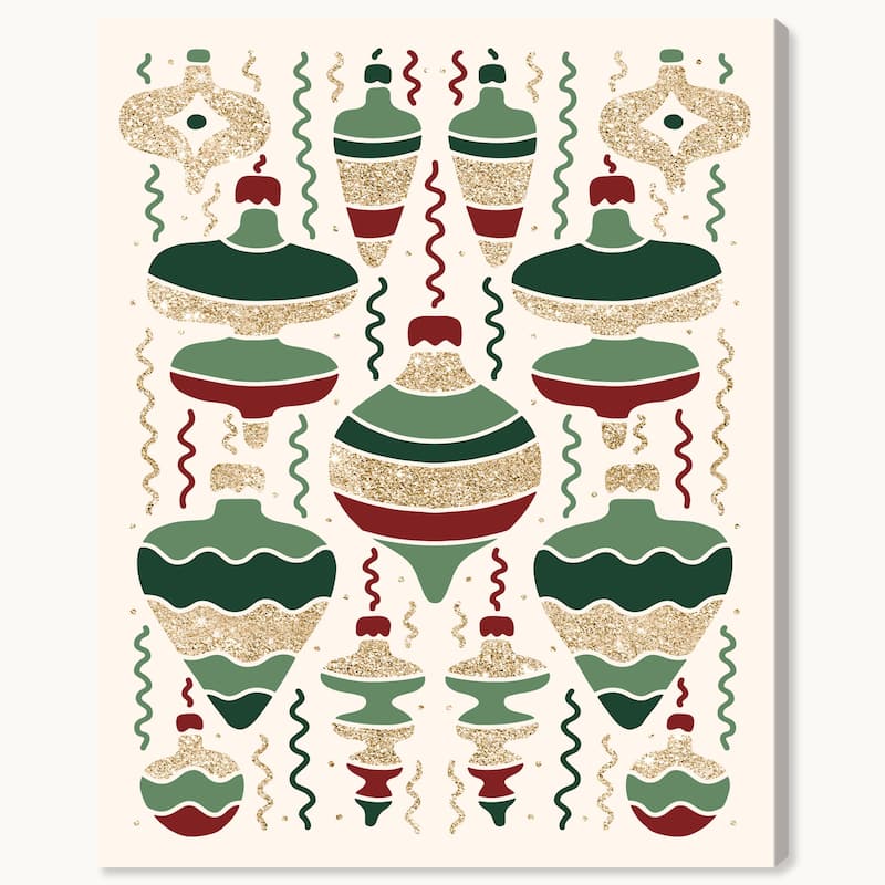 Wynwood Studio Canvas Holiday and Seasonal Ornaments for my Tree Gold Glam Wall Art Canvas Print