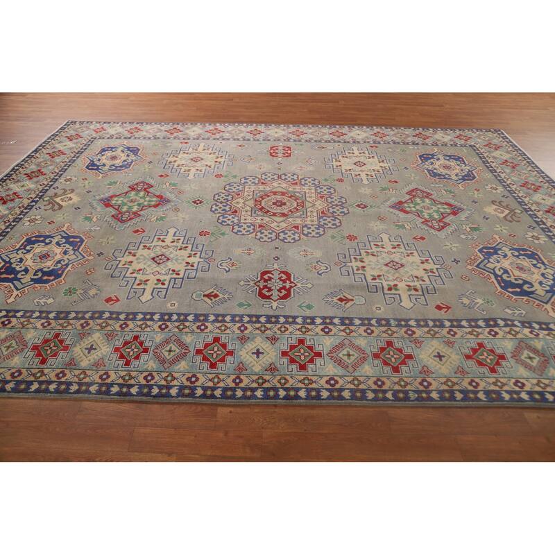 Kazak Area Rug Hand-Knotted Oriental Wool Carpet - 8'7"x 11'8"