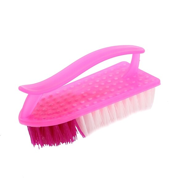 Household Plastic Handgrip Clothes Shoe Boot Washing Scrubbing Brush Scrub Fuchsia