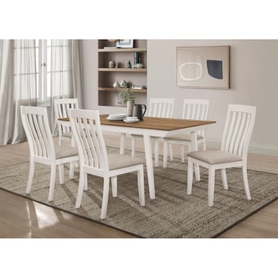 Prospect Natural Acacia and Off White 7-piece Dining Table Set