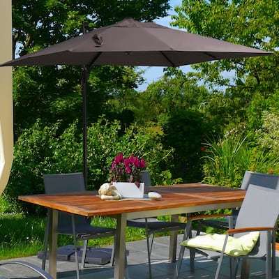 Outsunny 8ft x 8ft Square Offset 360 Cantilever Market Patio Umbrella with Cross Base Brown