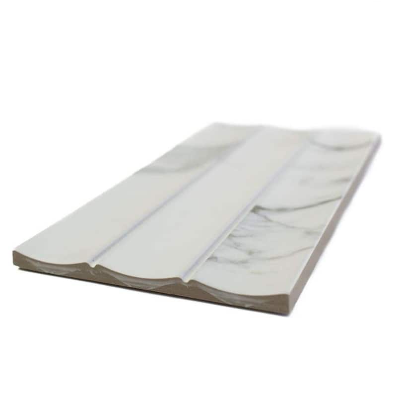 Lyrical 4.5x9 Matte Marble Look Porcelain Fluted Ribbed Tile - Wall, Backplash