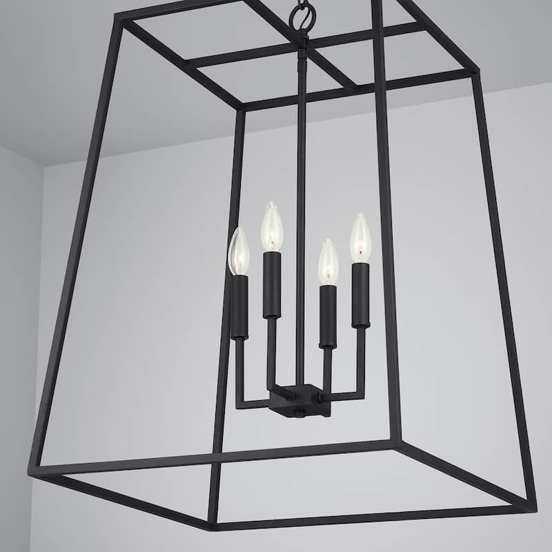 Clint 4-light Black Iron Hanging Pendant