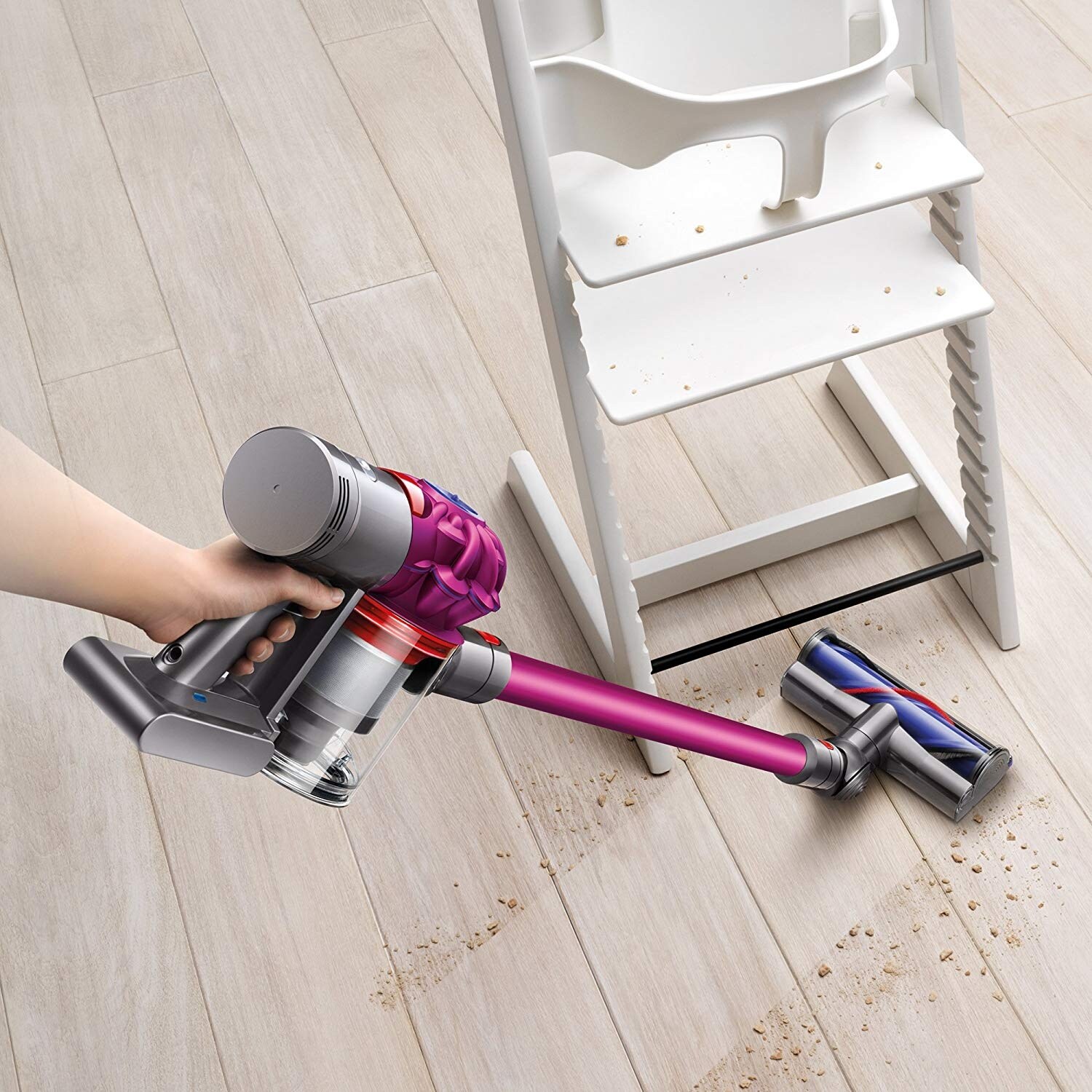 Dyson V7 Motorhead Cordless Stick Vacuum Cleaner, Fuchsia - Bed