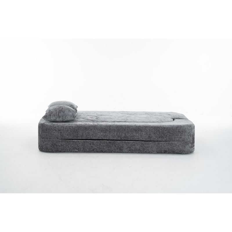 3-Seater Convertible Sofa Bed, Chenille Fabric Sleeper Sofa, High-Density Sponge Daybed, No Assembly Required