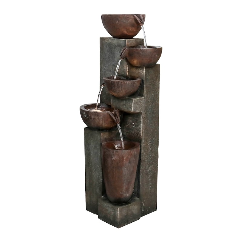39.7in High Outdoor Water Fountain with LED Lights for Home Art Decor