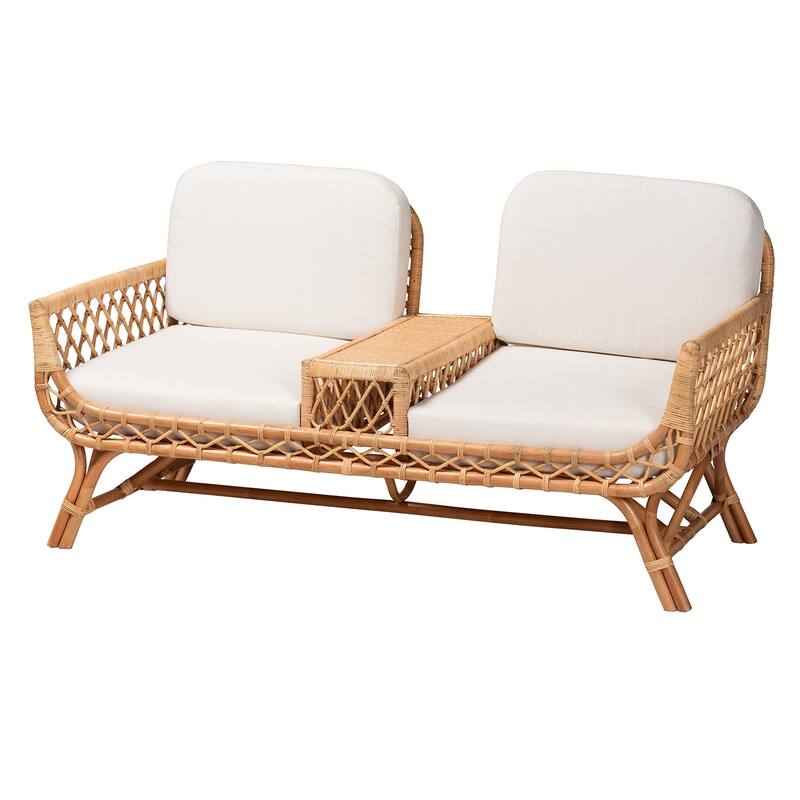 Pakis Bohemian Light Honey Rattan Tete-a-Tete Sofa - Honey