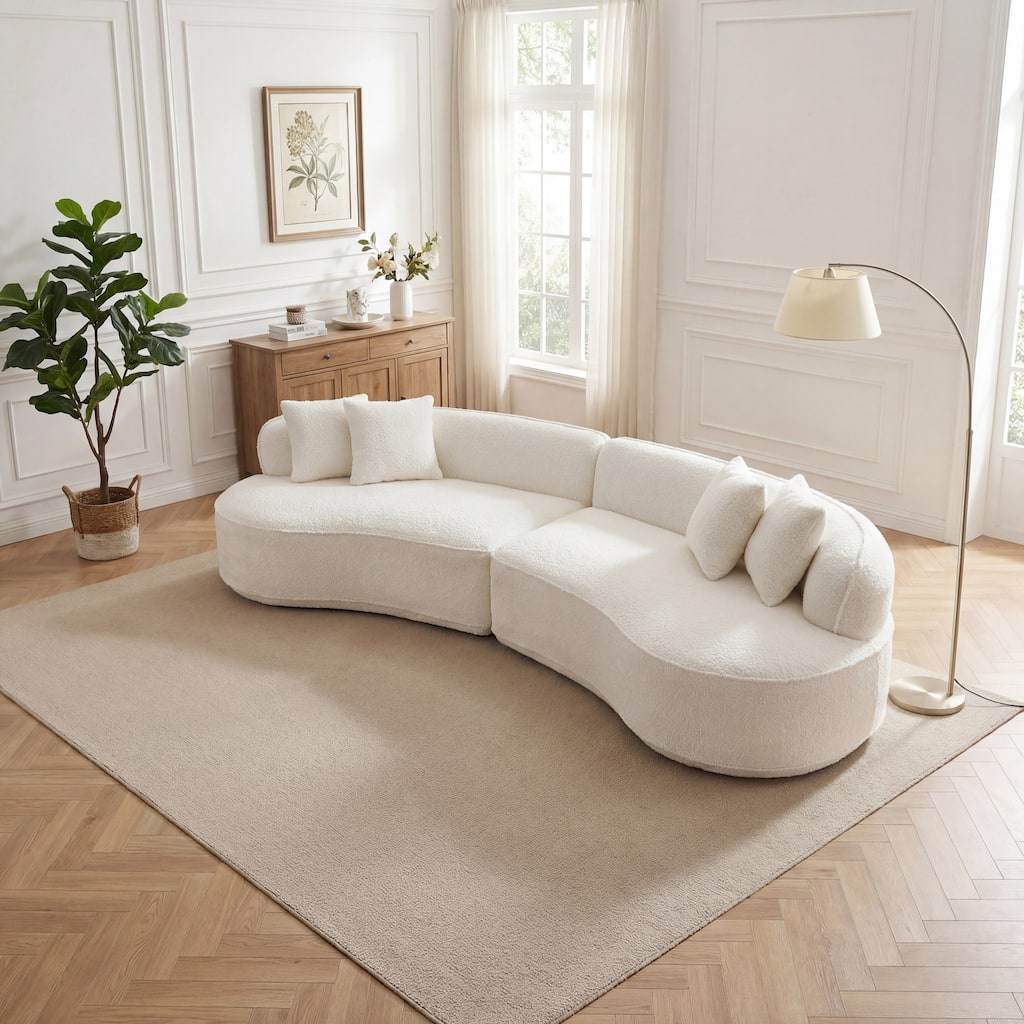 ModernCurved Sectional Sofa, Oversized Minimalist Sleeper Couch