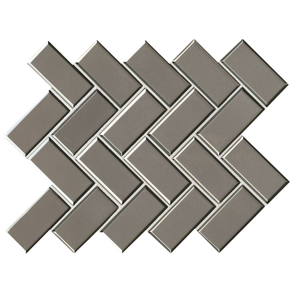 Ackland AKM-G-RI2X4BHB-CA Rivella - 12" x 14" Glass Herringbone Wall