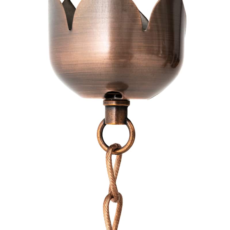 Glitzhome 8.5ft Faux Copper Lotus Shaped Rain Chain with Clip