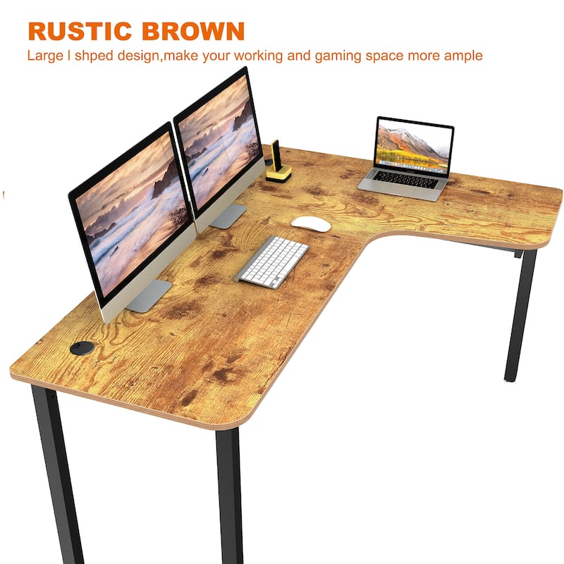 Eureka 60" Industrial Writing Desk Large L-Shaped Corner Computer Desk