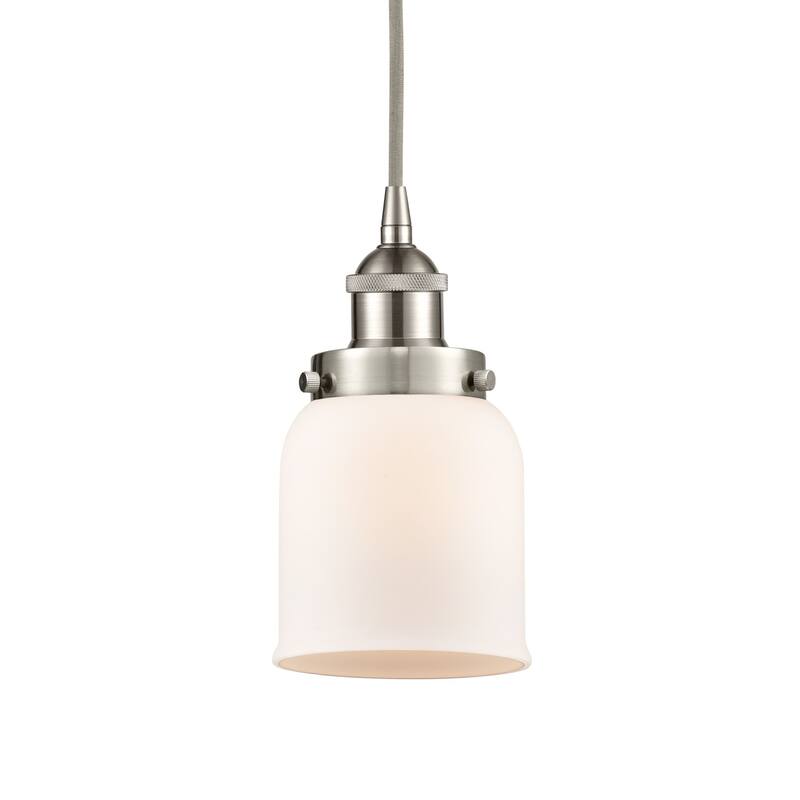 Innovations Lighting 616-1PH-10-5 Bell Pendant Bell 5" Wide Mini - Brushed Satin Nickel / Matte White