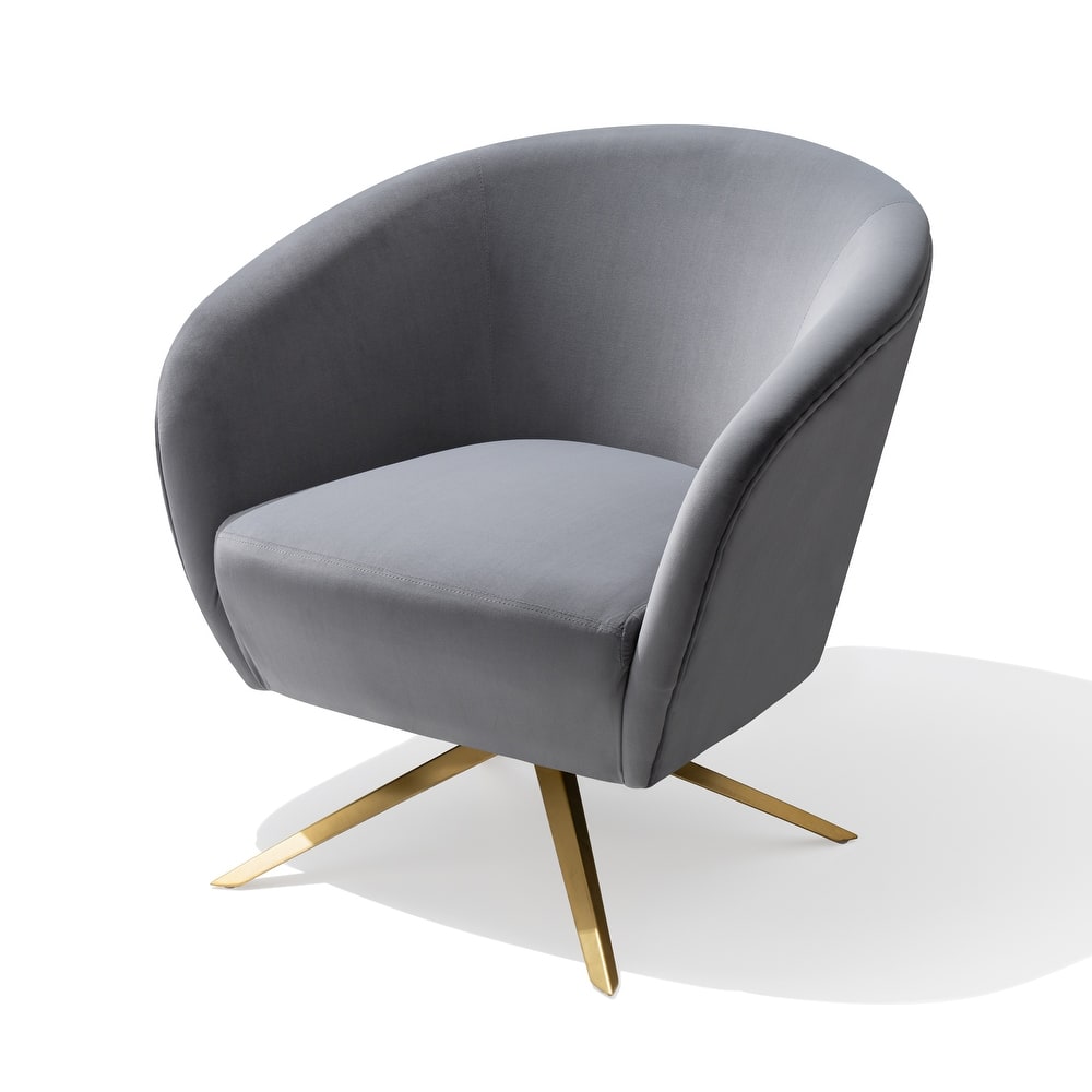 Modern Upholstered 360-degree Swivel Accent Chair Mid-century Faux Leather Sofa Chair