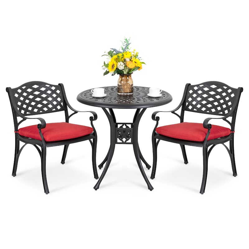 Outdoor 2-Person Cast Aluminum Bistro Set