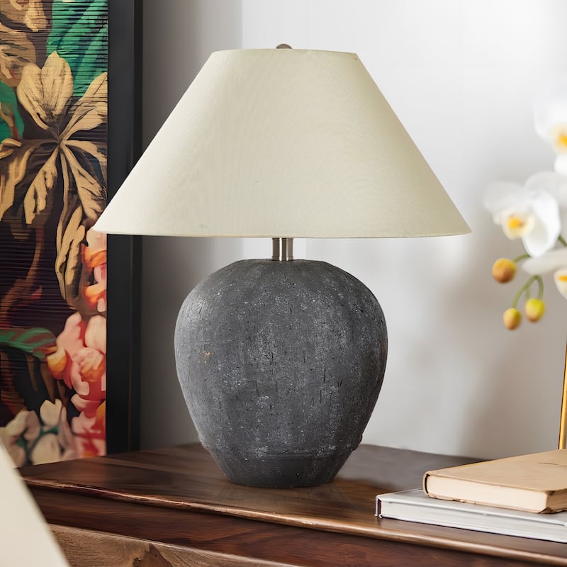 21.6" Modern Ceramic Table Lamp With Linen Shade for Living Room Bedroom