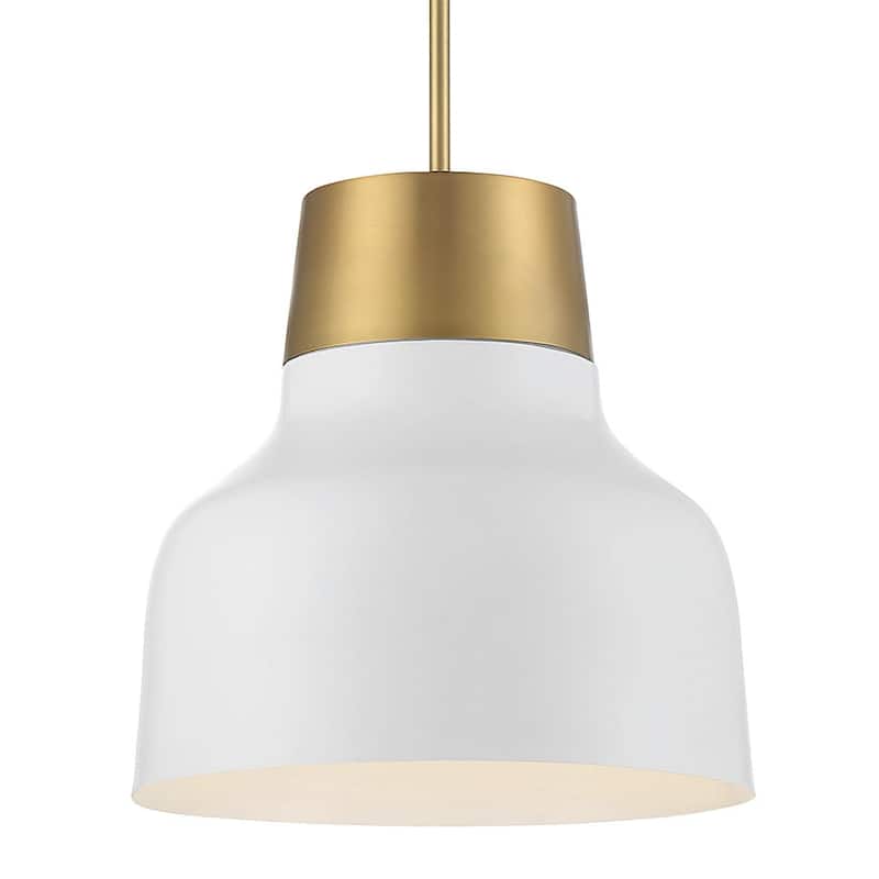 Meridian M70115 17" Wide Pendant - White / Natural Brass