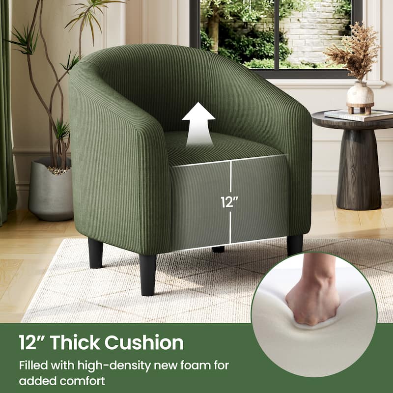 Yaheetech Upholstered Corduroy Fabric Accent Chair Barrel Chair