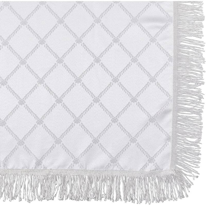 Violet Linen Diamond Damask Design Fringes Tablecloth