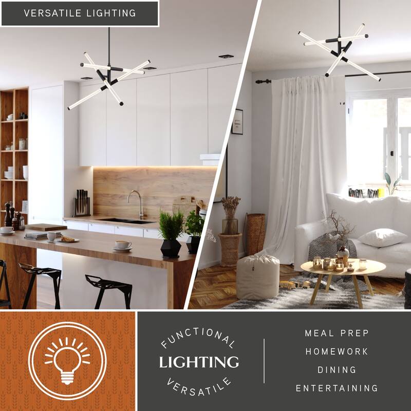 Avalon 3L LED Contemporary Pendant Light White Acrylic Adjustable Arms