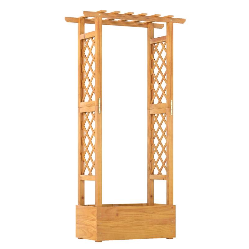 Costway 1/2 PCS 60” Raised Garden Bed with Trellis with Hanging Roof,