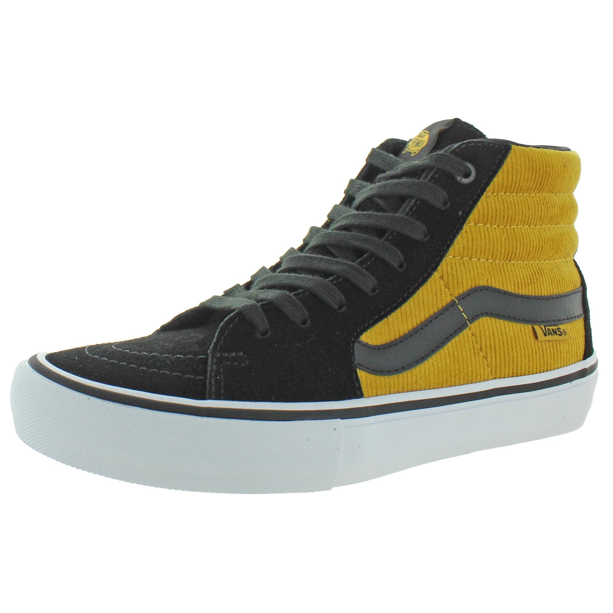 yellow and black high top vans