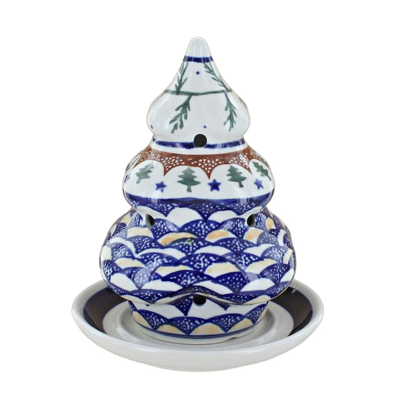 Blue Rose Polish Pottery 1289 Zaklady Christmas Tree Luminary - Evergreen