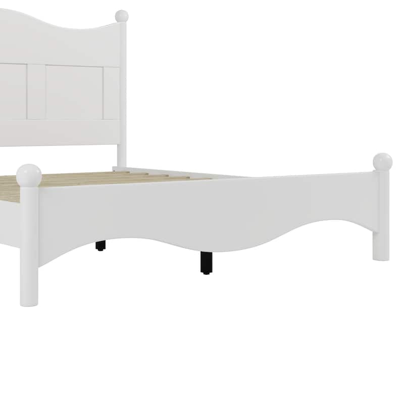 Queen Size Elegant Design Wood Platform Bed Frame,Retro Style Platform Bed with Wooden Slat Support