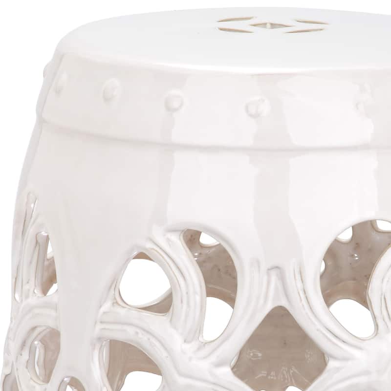 SAFAVIEH Dojna Vine White Ceramic Decorative Garden Stool