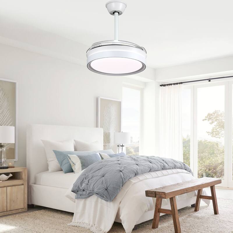 Oaks Aura Modern 36in. LED Light Memory Retractable Ceiling Fan with Light, 6-Speed,Dc Motor Technology, Remote Control