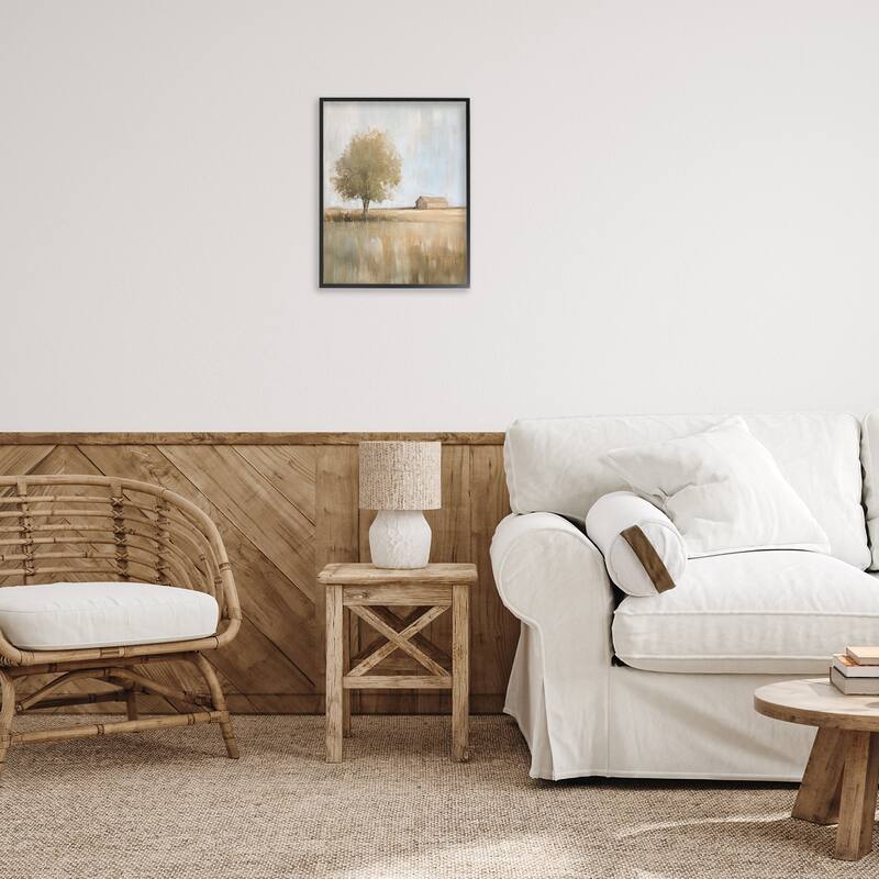 Stupell Distant Barn and Lone Tree Framed Giclee Art Design By Petal Prints Design