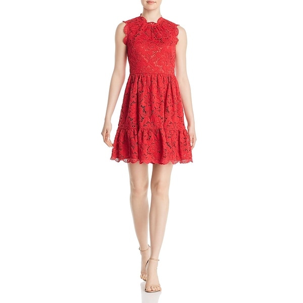 Red Poppies Field Sleeveless Dress Flared Short