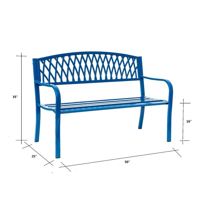 Cast Iron Outdoor Garden Bench - 50" - Blue
