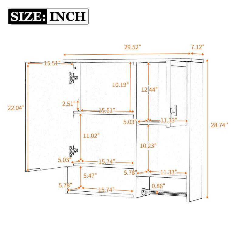 29"x 28" Modern Wall Mounted Bathroom Medicine Cabinet