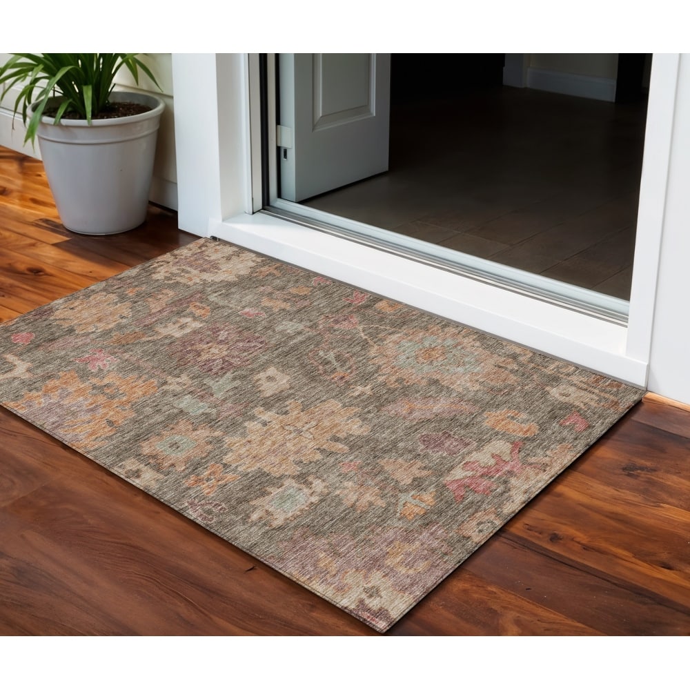 HomeRoots Floral Traditional Rectangle Outdoor Rug