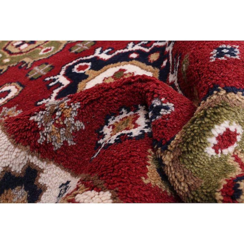 ECARPETGALLERY Hand-knotted Royal Kazak Dark Red Wool Rug - 2'7 x 8'1