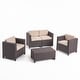 preview thumbnail 2 of 11, Waverly Outdoor 4-seat Chat Set by Christopher Knight Home Dark Brown + Beige Cushion