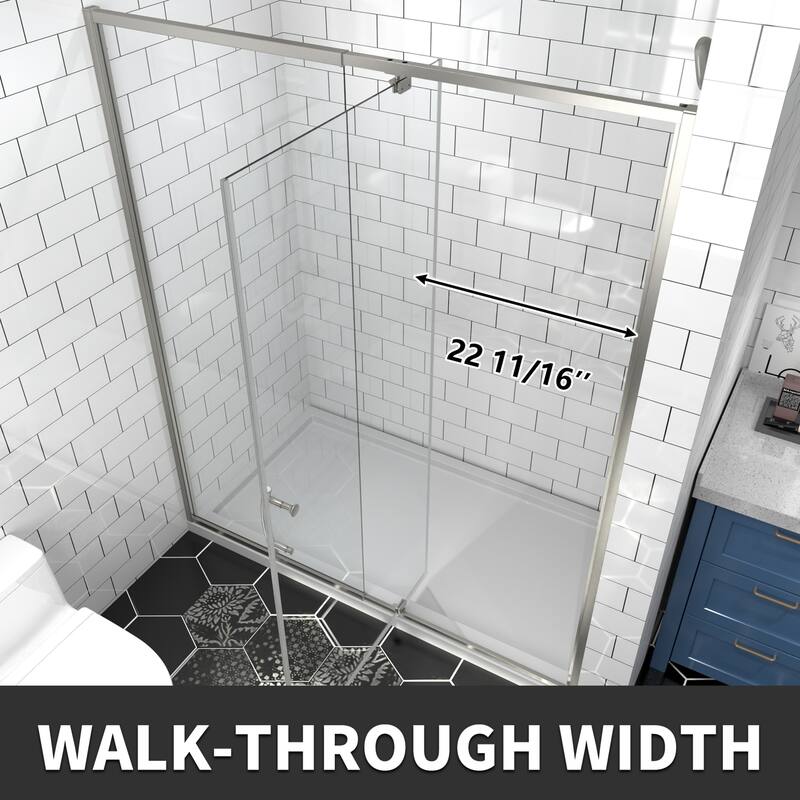 Modland 42''/48''/54''/60''W x 71''H Frameless Pivot Swing Shower Door Enclosure with 1/4" SGCC Tempered Glass Door