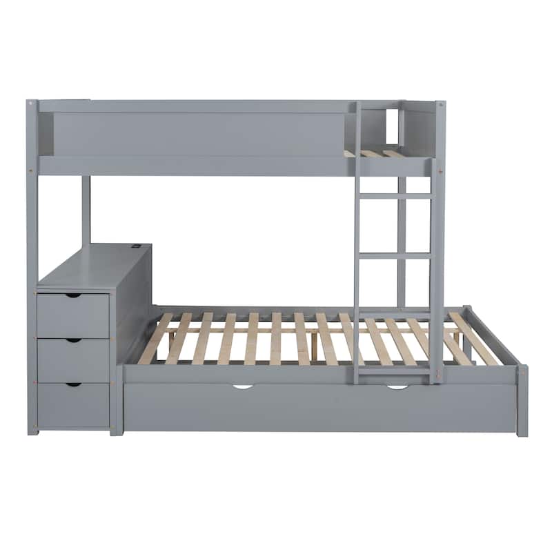 Full Bunk Bed with Trundle and Desk