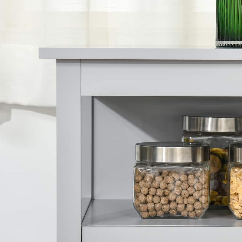 HOMCOM Kitchen Storage Sideboard Cabinet with Open Shelf, Glass Door Cabinet and Adjustable Shelves